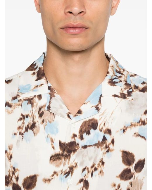 AMI White Camp-Collar Floral Shirt for men