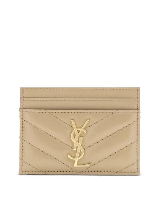 Saint Laurent Natural Quilted Logo Cardholder
