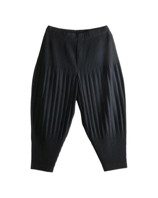 Homme Plissé Issey Miyake Gray Pleated Cropped Trousers for men