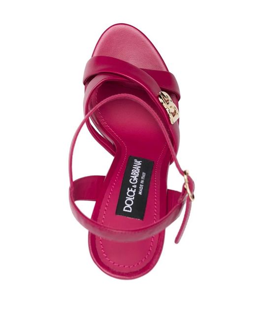 Dolce & Gabbana Pink Logo-Plaque Platform Sandals