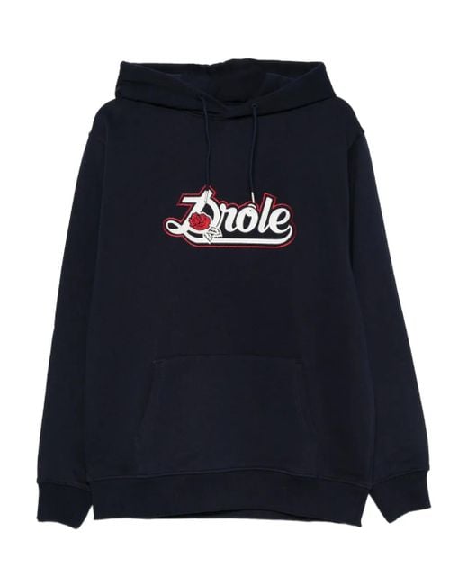 Drole de Monsieur Blue Rose Logo Hoodie for men