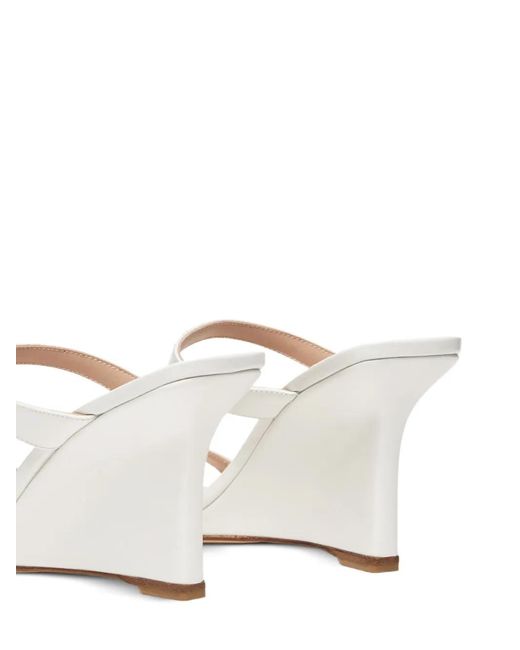 Stuart Weitzman White Vinnie Patent Wedge Sandals