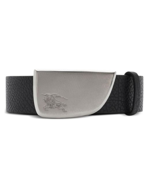 Burberry Gray Shield Leather Belt for men