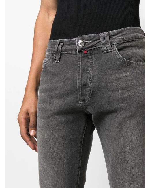 Billionaire Gray Logo-Embroidered Straight-Leg Jeans for men
