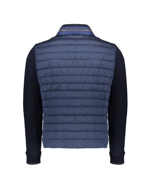 Moorer Blue Suede-Panel Quilted Jacket for men