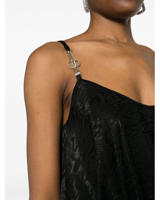 Liu Jo Black Ruffled Patterned-jacquard Midi Dress