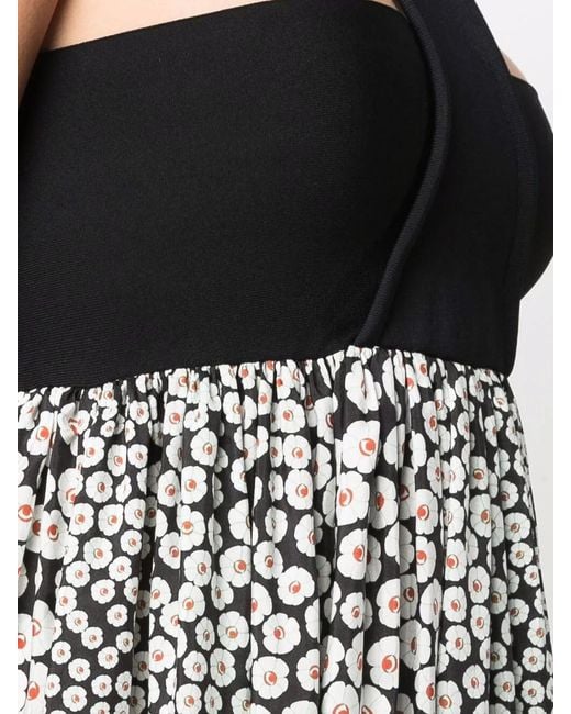 Stella McCartney Black Floral-Print Cut-Out Dress