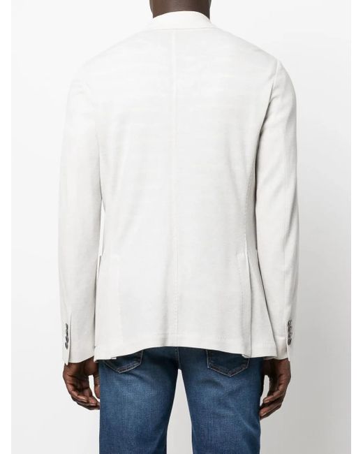Canali White Fitted Single-Breasted Button Blazer for men