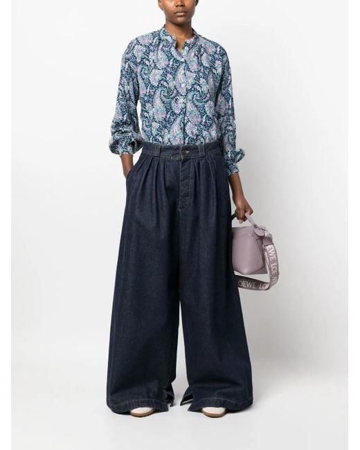 A.P.C. Blue Paisley-Print Blouse