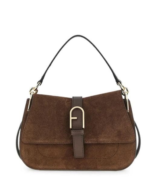 Furla Brown Flow Arco Buckle Tote Bag