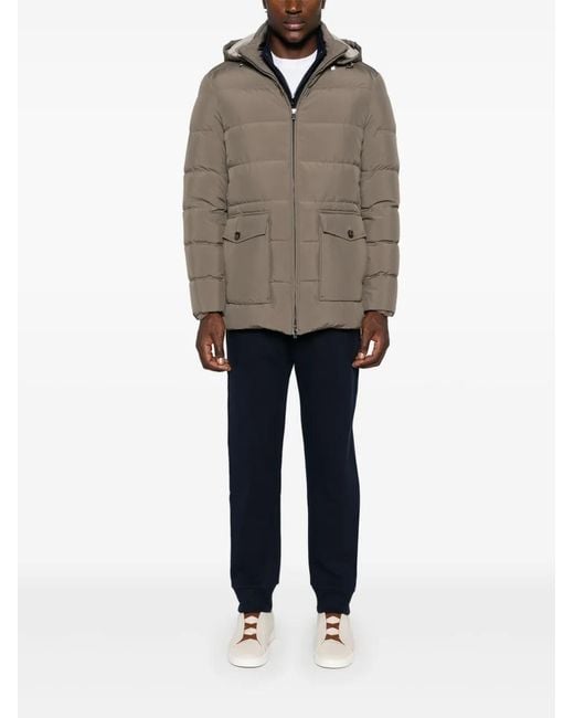 Corneliani Brown Hooded Puffer Jacket for men
