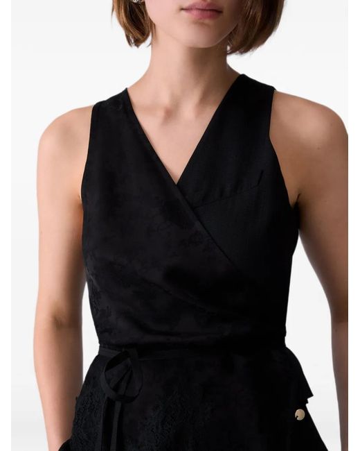 Liu Jo Black Jacquard Top With Lace Details