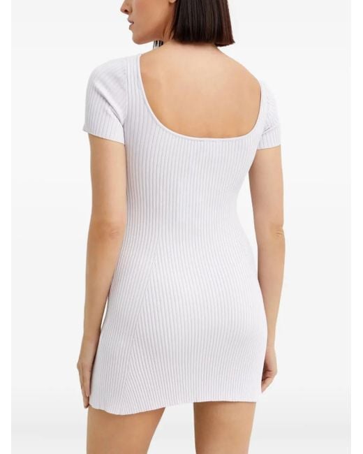Courreges White Hyperbole Embroidered Ribbed Mini Dress
