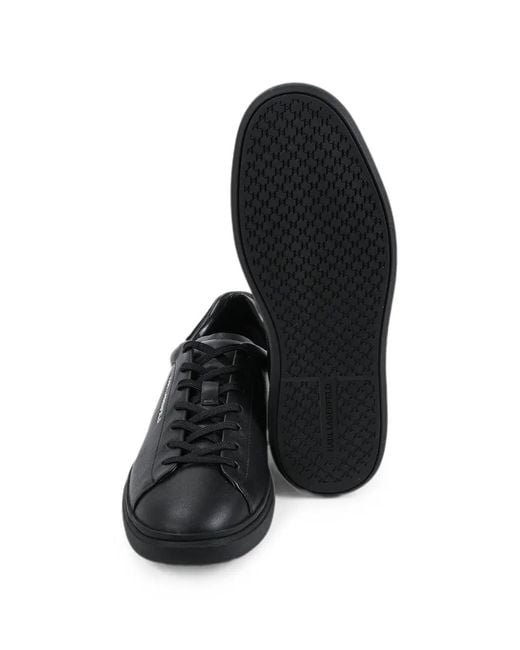 Karl Lagerfeld Black Logo-Print Leather Sneakers for men