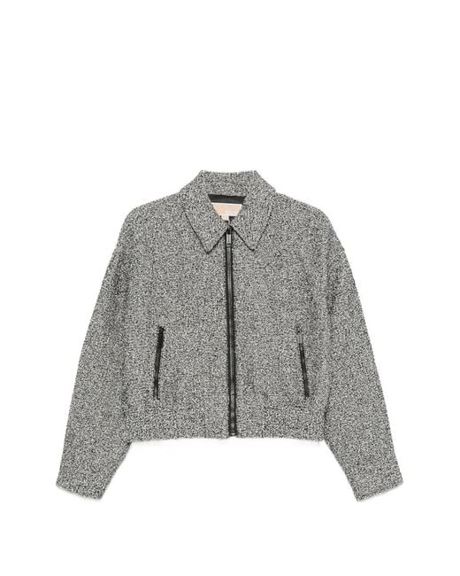 Michael Kors Gray Tweed Zip-Up Jacket