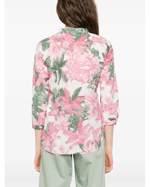 Marella Cotton Floral-print Shirt Pink