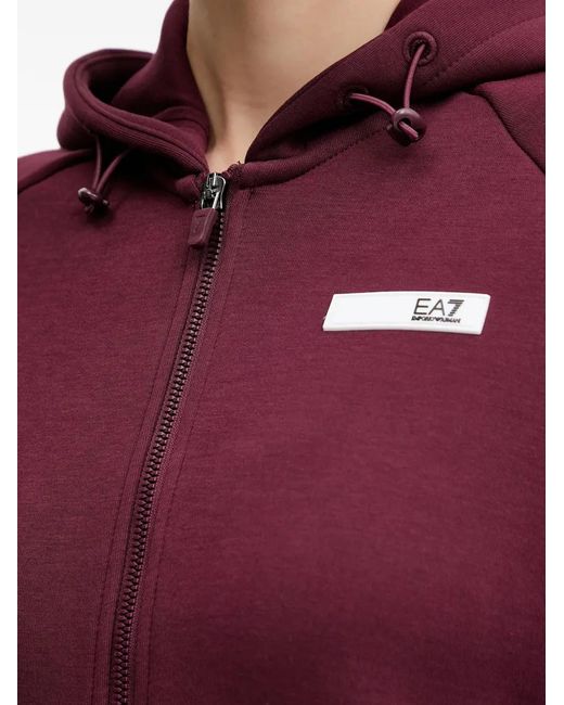 EA7 Purple Zip Hooded Top
