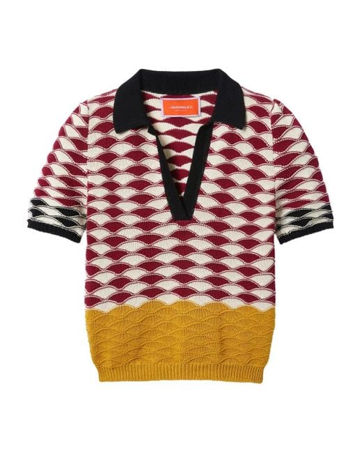 LaDoubleJ Red Sunset Polo Top