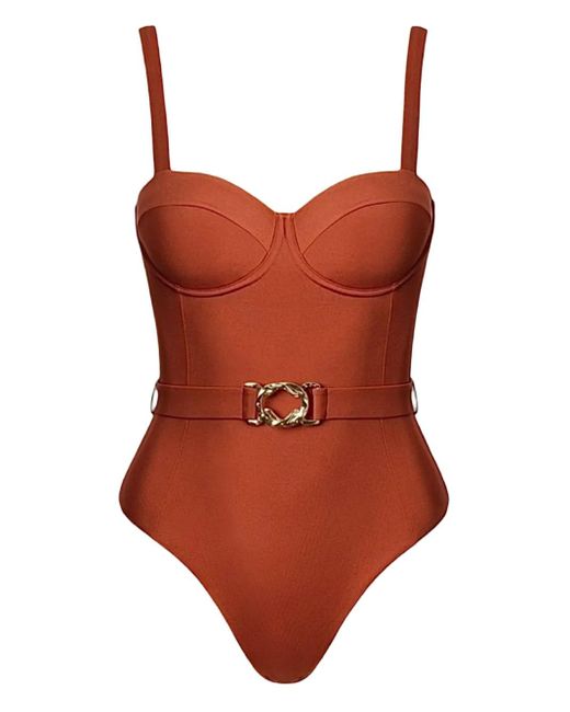 Bañador con cinturón y busto con aros SOFIA ERHAN de color Brown