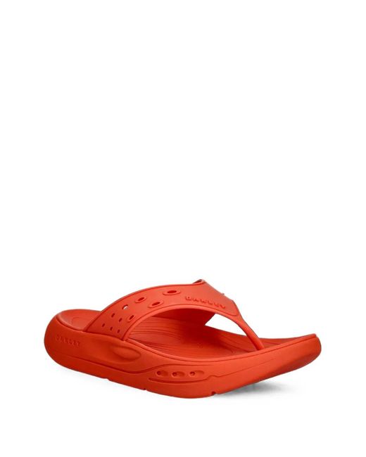 Oakley Red Studio Perforated Logo-Embossed Flip-Flops for men