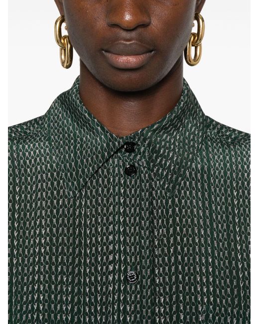 Victoria Beckham Green Chain-Link Print Shirt