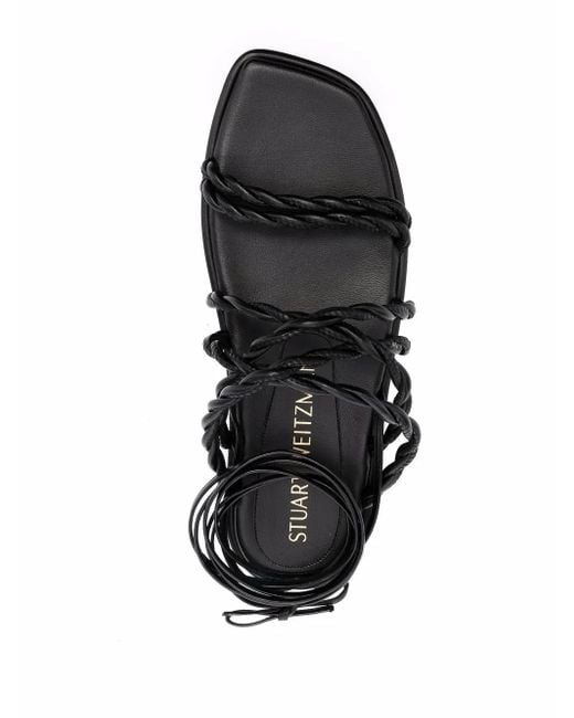 Stuart Weitzman Black Calypso Flat Sandals