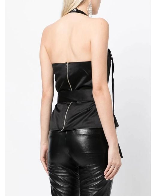 ROKH Black Bustier-Detail Halterneck Top