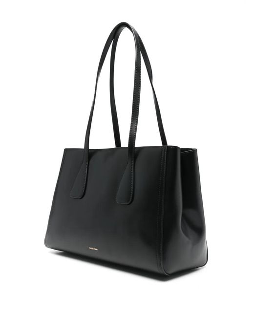 Calvin Klein Black Logo-Detail Tote Bag