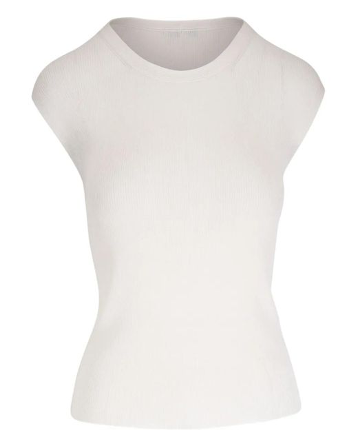 Lafayette 148 New York White Cap-Sleeve T-Shirt