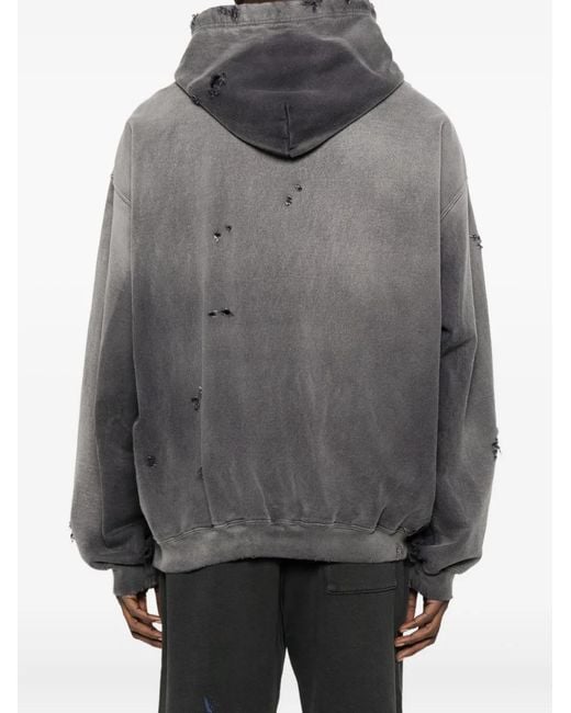 Maison Mihara Yasuhiro Gray Distressed Cotton Hoodie for men
