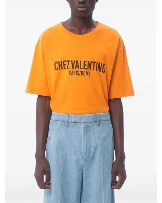 Valentino Garavani Orange Printed T-Shirt for men