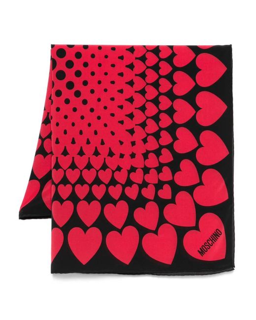 Moschino Red Heart-Print Scarf