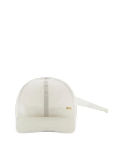 Herno White Bow-Detail Taffeta Baseball Cap