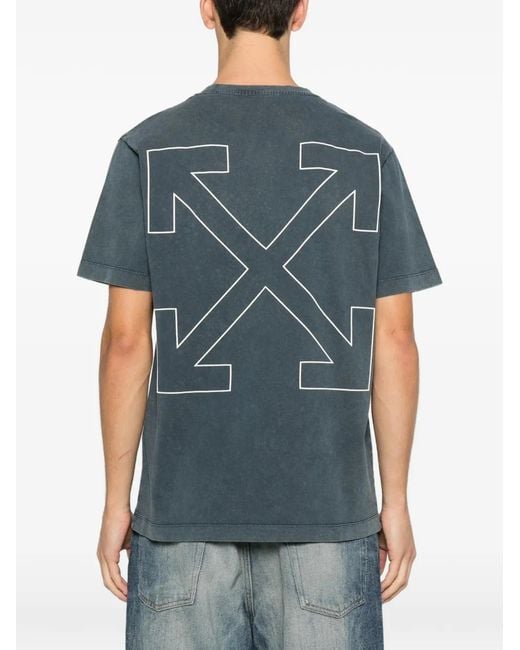 Off-White c/o Virgil Abloh Blue Printed T-Shirt for men