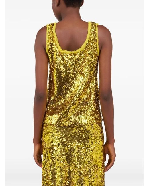 Roberto Cavalli Yellow Sleeveless Top