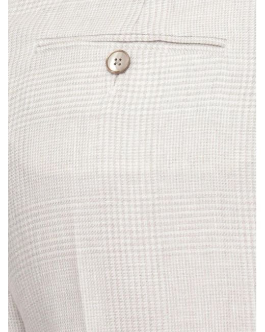 Lardini White Prince Of Wales Linen Trousers
