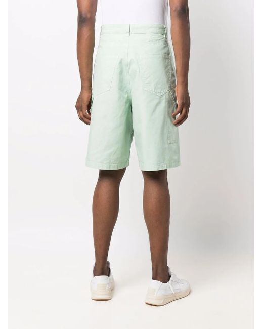 AMI Green Wide-Leg Loop-Strap Bermuda Shorts for men