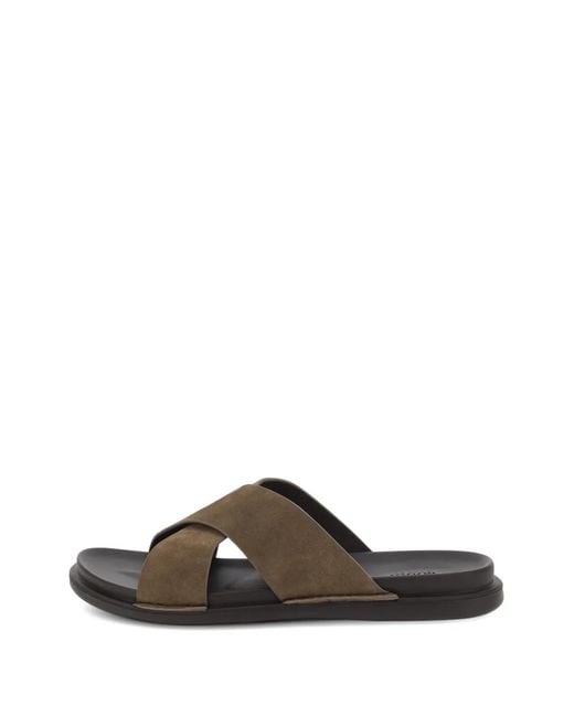 Boggi Brown Crossover-Strap Suede Sandals for men