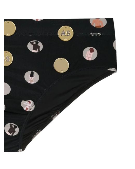 Amir Slama Black Graphic-Print Swim Trunks for men