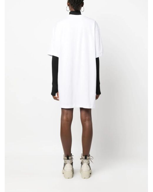 MSGM White Abito Con Logo