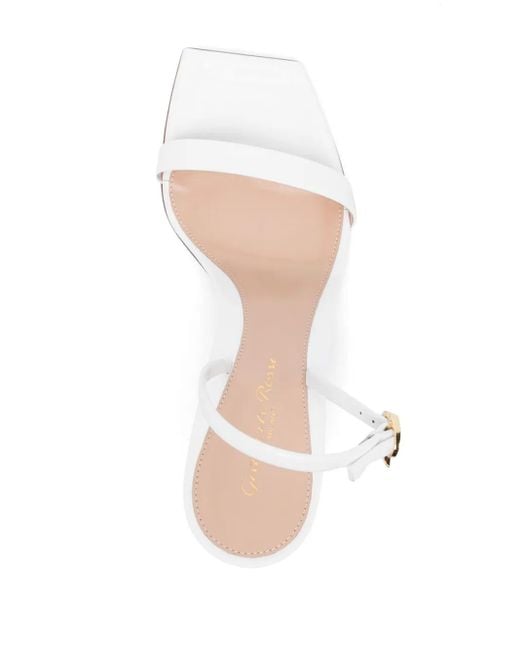 Gianvito Rossi White Ribbon Stiletto 85Mm Leather Sandals