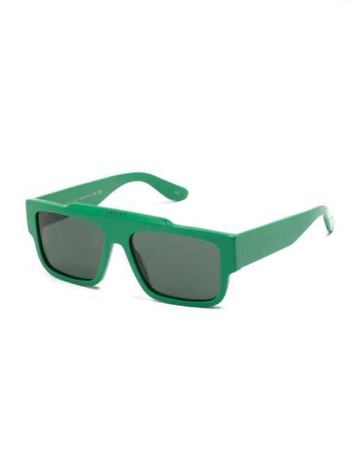 Gucci Green Gg Rectangle-Frame Sunglasses