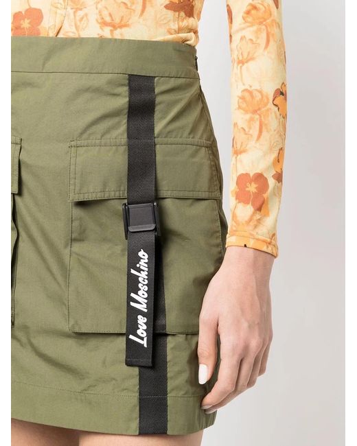 Love Moschino Green Pocket-Detail Mini Skirt