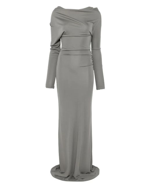 AYA MUSE Gray Drapierte One-Shoulder-Robe