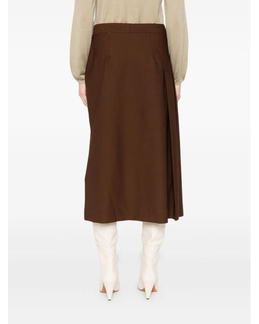 Fabiana Filippi Brown Pleated Midi Skirt