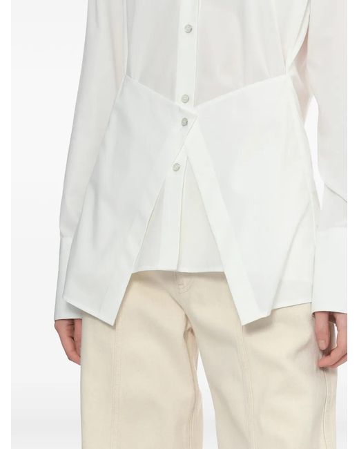 Helmut Lang White Button Asymmetric Cotton Shirt