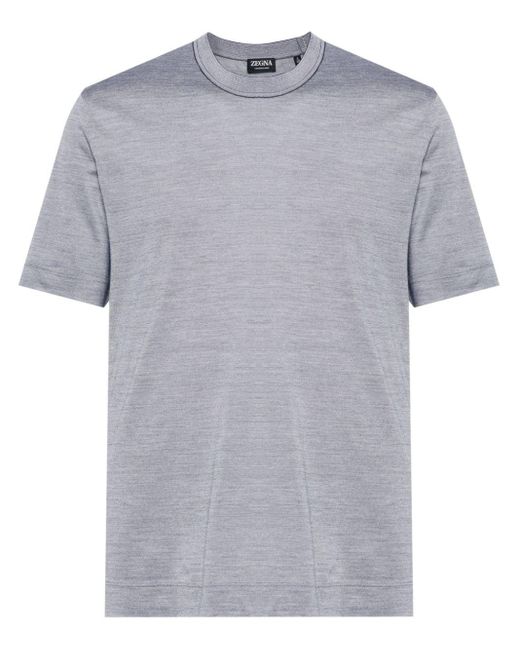 Zegna Gray Crew-neck Cotton-blend T-shirt for men