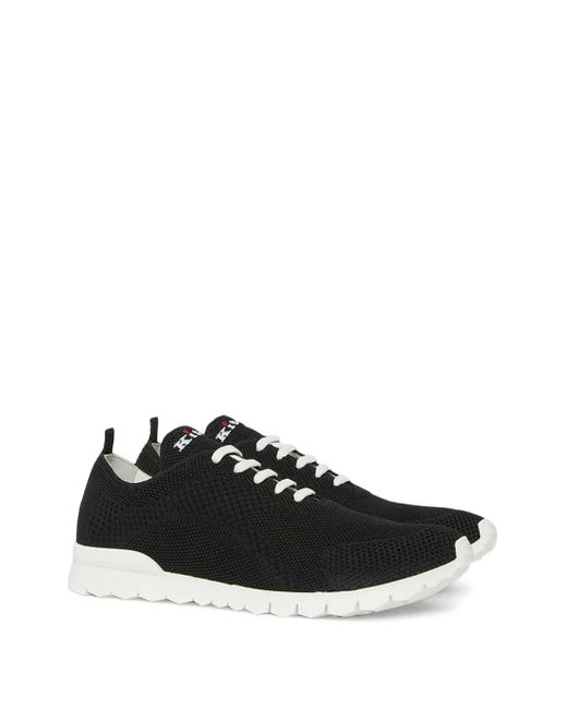 Kiton Black Knit Fabric Trainers for men