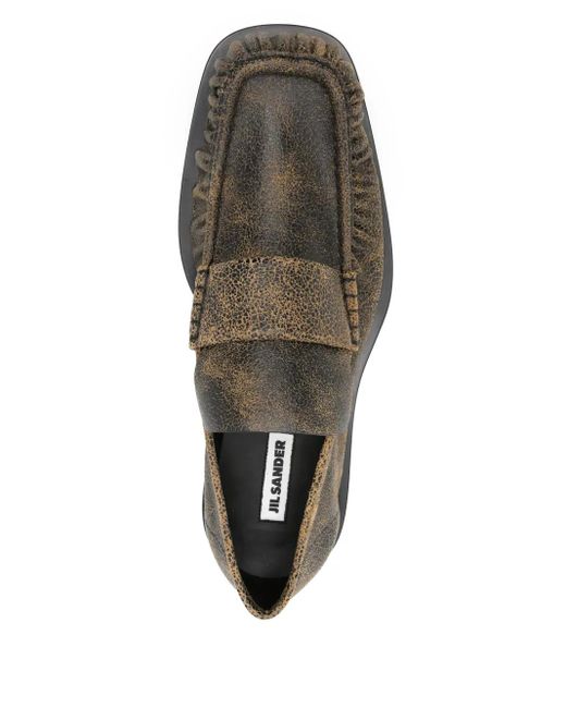 Jil Sander Gray Cracked-Effect Loafers for men