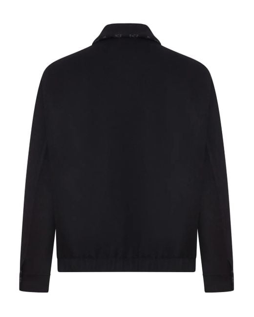Gucci Blue Wool Jacket With Zip for men